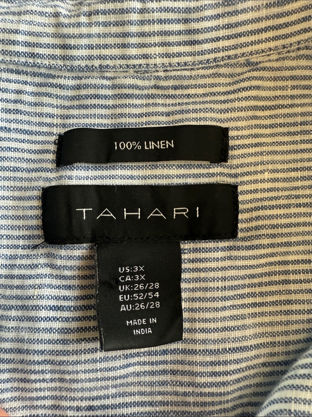 Tahari Blue & White Striped Linen Dress - Picture 2 of 4